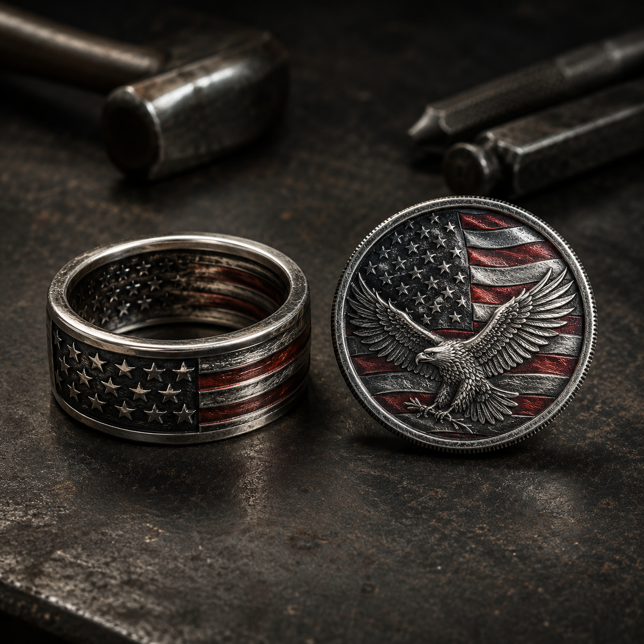 Patriotic Coin Rings