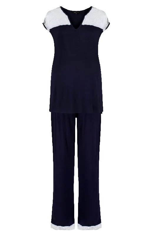 Allure Short Sleeve Pyjamas - Navy