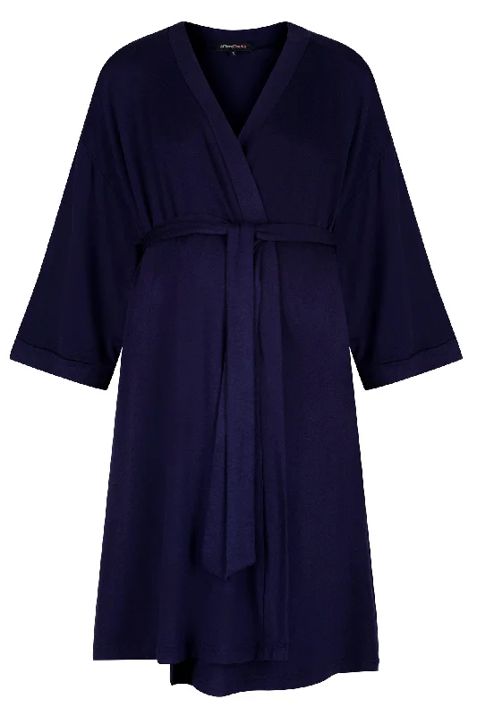 Bliss Dressing Gown - Navy Blue