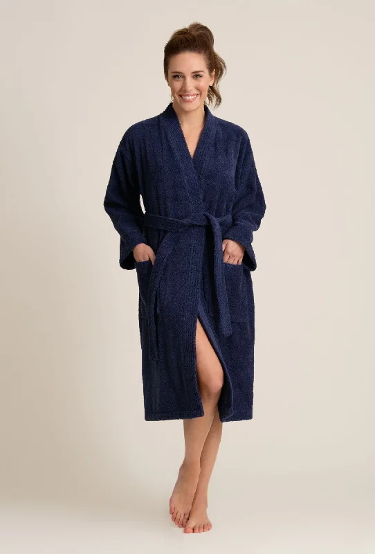 Deluxe Spa-Style Women Cotton Loop Terry Kimono Bathrobe