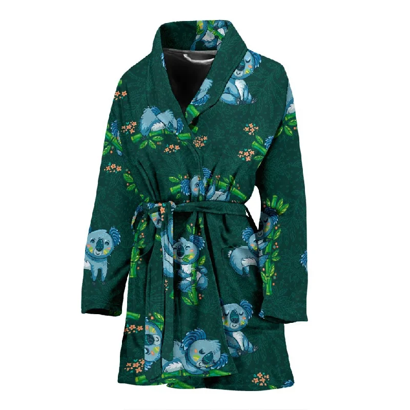 Bamboo Koala Pattern Print Women Long Robe