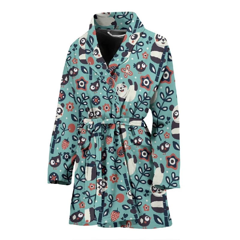 Bamboo Panda Pattern Print Women Long Robe