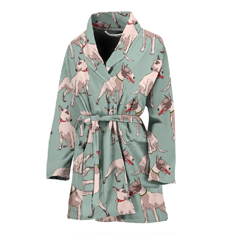 Bull Terrier Pattern Print Women Long Robe