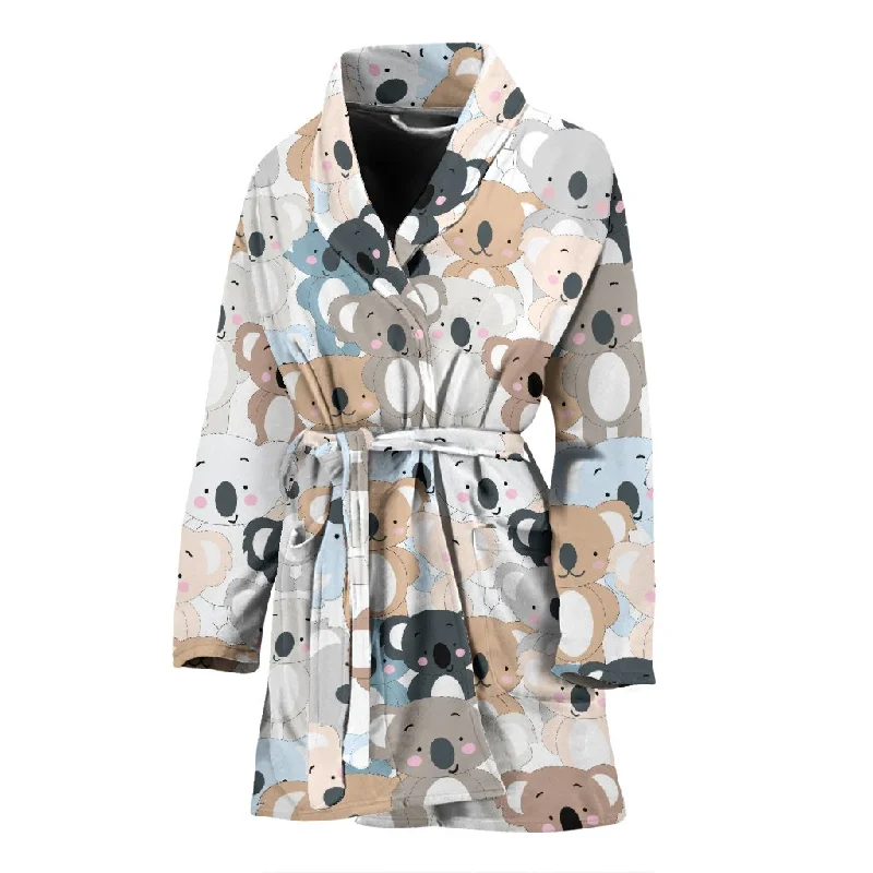 Colorful Koala Pattern Print Women Long Robe