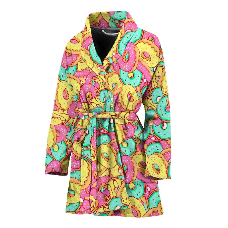 Donut Colorful Pattern Print Women Long Robe