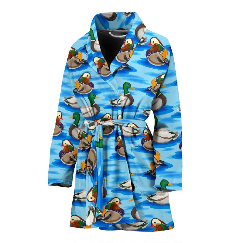 Duck Mallard Pattern Print Women Long Robe