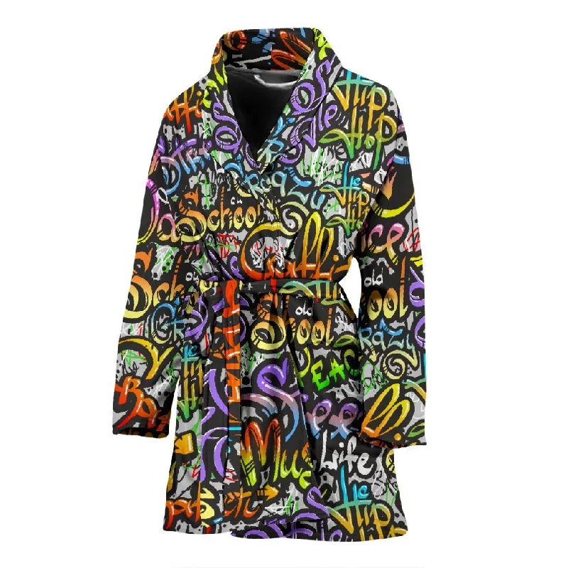 Graffiti Print Pattern Women Long Robe