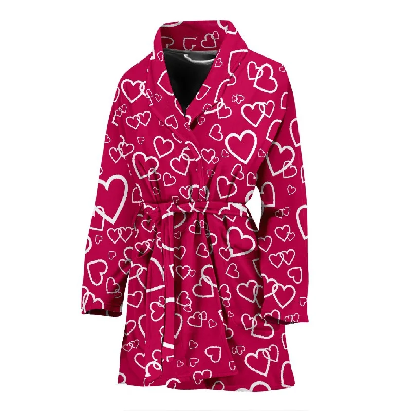 Heart Pattern Print Women Long Robe