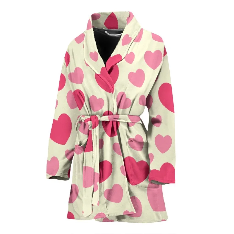 Heart Print Pattern Women Long Robe