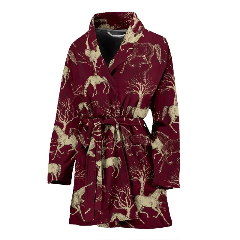 Horse Print Pattern Women Long Robe