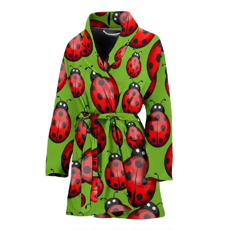 Ladybug Print Pattern Women Long Robe