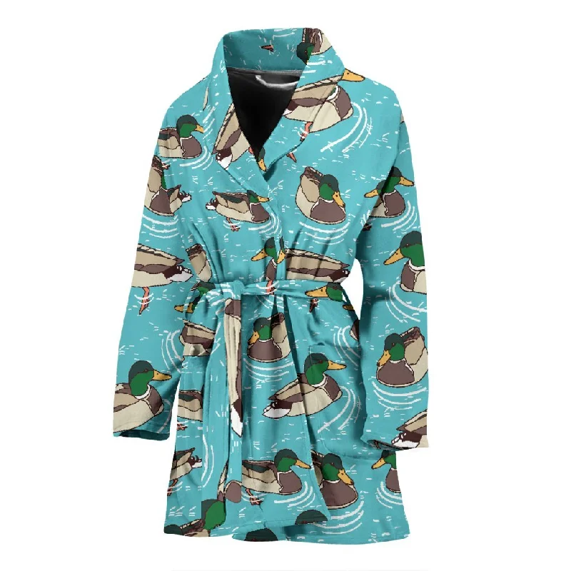 Mallard Duck Pattern Print Women Long Robe