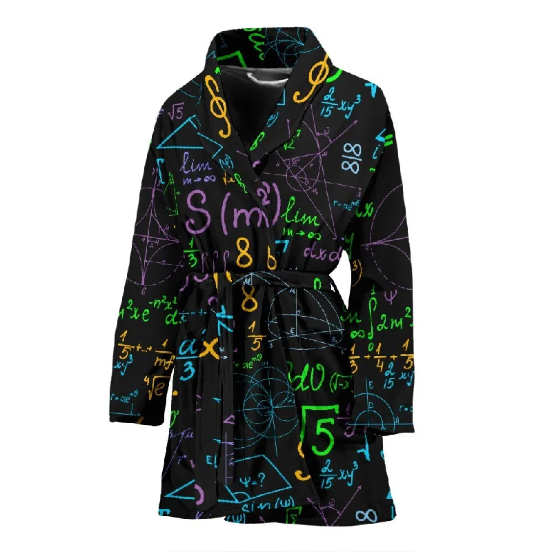 Math Pattern Print Women Long Robe