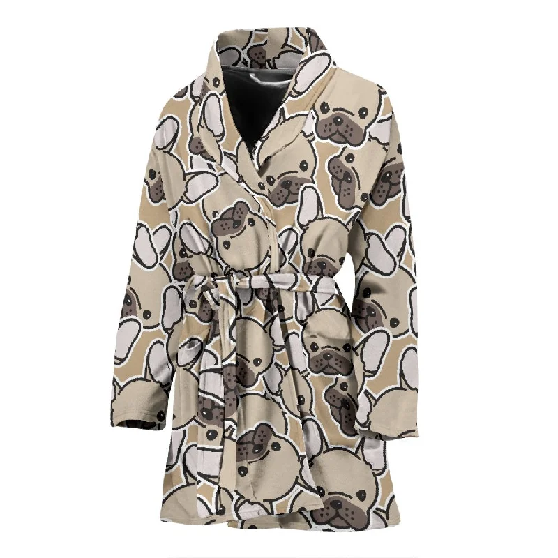 Pattern Print Bulldog Women Long Robe