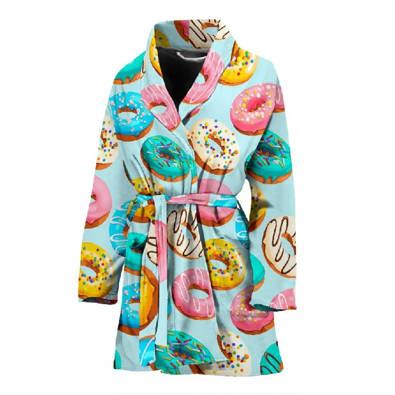 Pattern Print Colorful Donut Women Long Robe