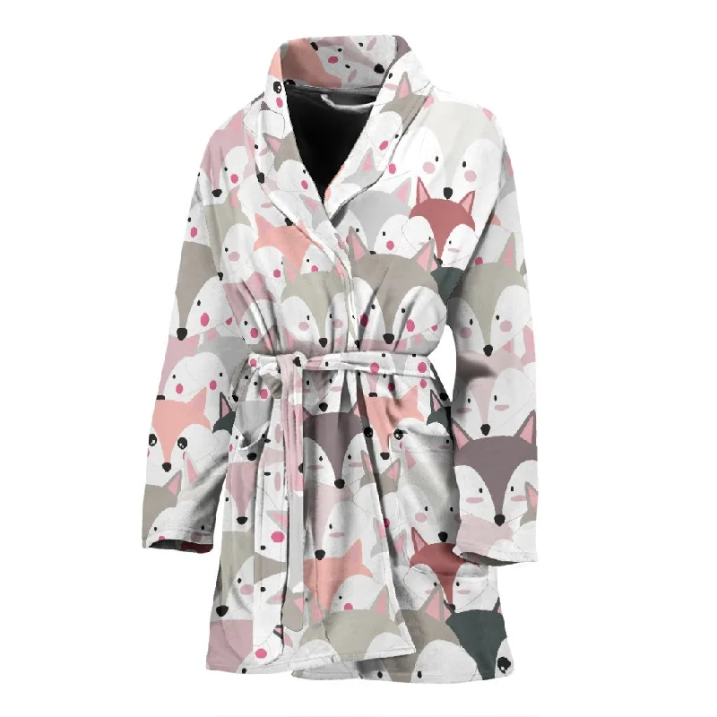 Pattern Print Fox Women Long Robe