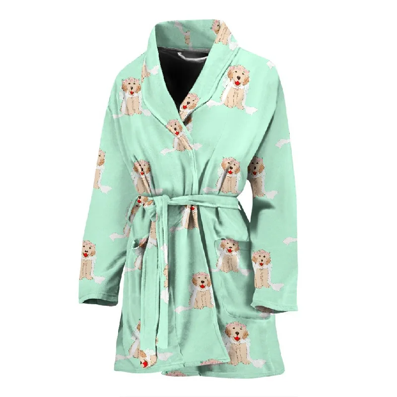 Pattern Print Golden Retriever Women Long Robe