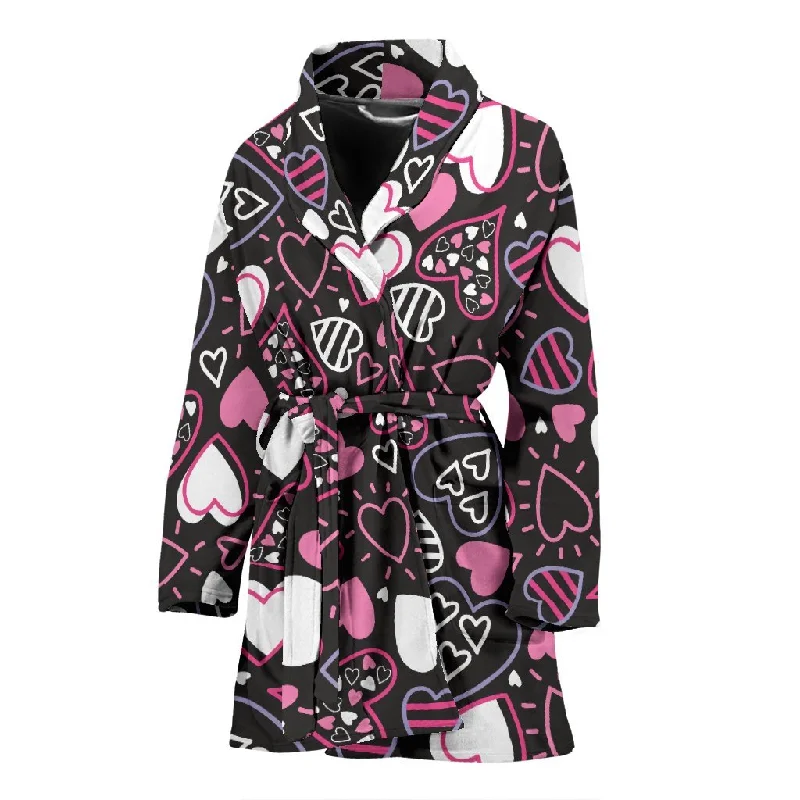 Pattern Print Heart Women Long Robe