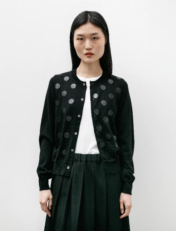 Laminated Dot Cardigan Black