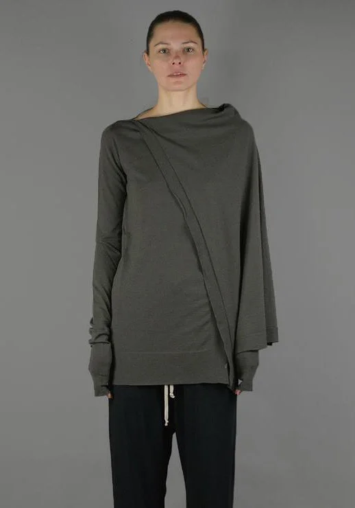 RICK OWENS RO18F4656 WSS CAPE TUNIC KNIT SWEATER DARK DUST