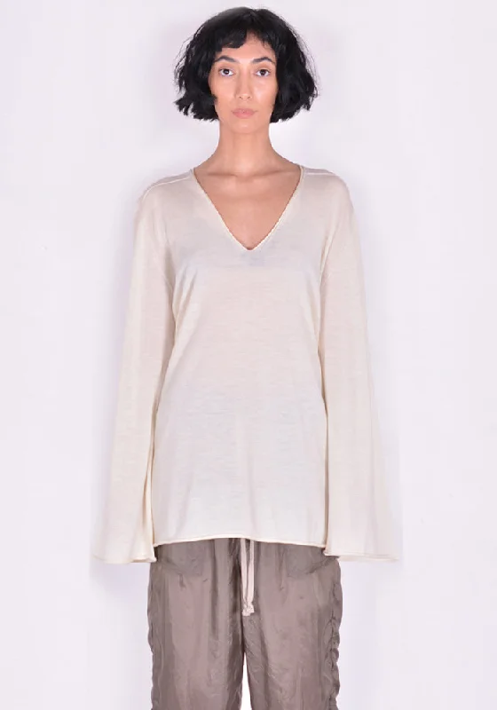 RICK OWENS RP01B4616 M TOGA KNIT SWEATER NATURAL