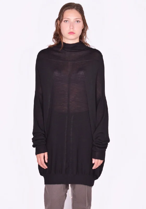 RICK OWENS WOMEN RP02D3615 ML OVERSIZED CRATER KNIT SWEATER BLACK (New season FW24)