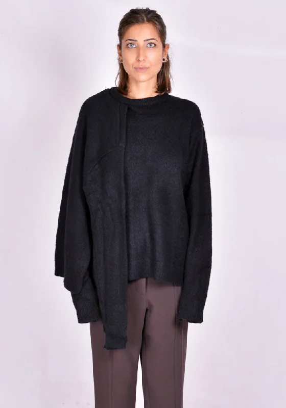 ROKH R3CA20 MH MOHAIR DOUBLE KNIT SWEATER BLACK