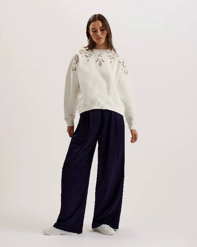 Rondha Embroidered Cut Out Sweatshirt Ivory