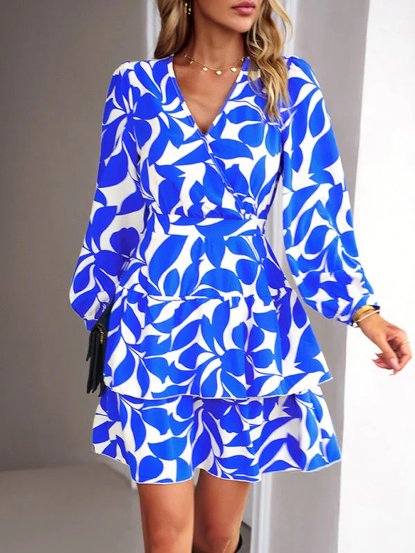 Blue Zone Planet |  Mia's Printed V-Neck Mini Dress