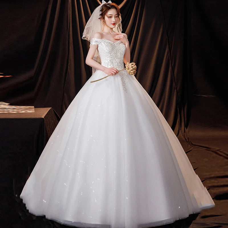 Wedding Dresses Illusion V-Neck Short Backless Tulle Lace Sequined Beading