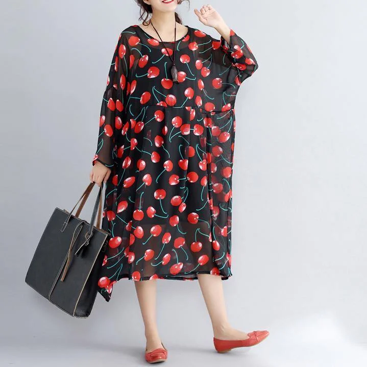 2024 black prints long chiffon dresses plus size clothing two pieces long dresses and cotton sleeveless dresses