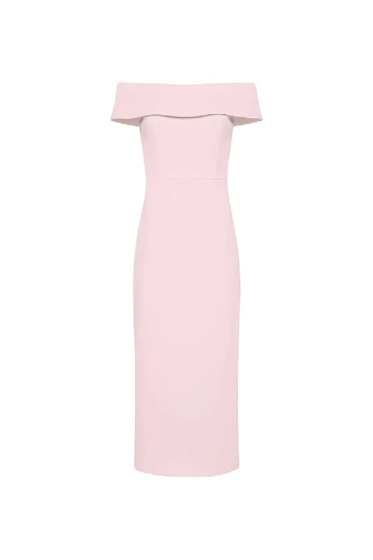 Amore Off Shoulder Midi Dress Pink