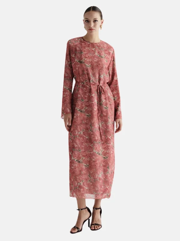 Patterned Long Dress Rose