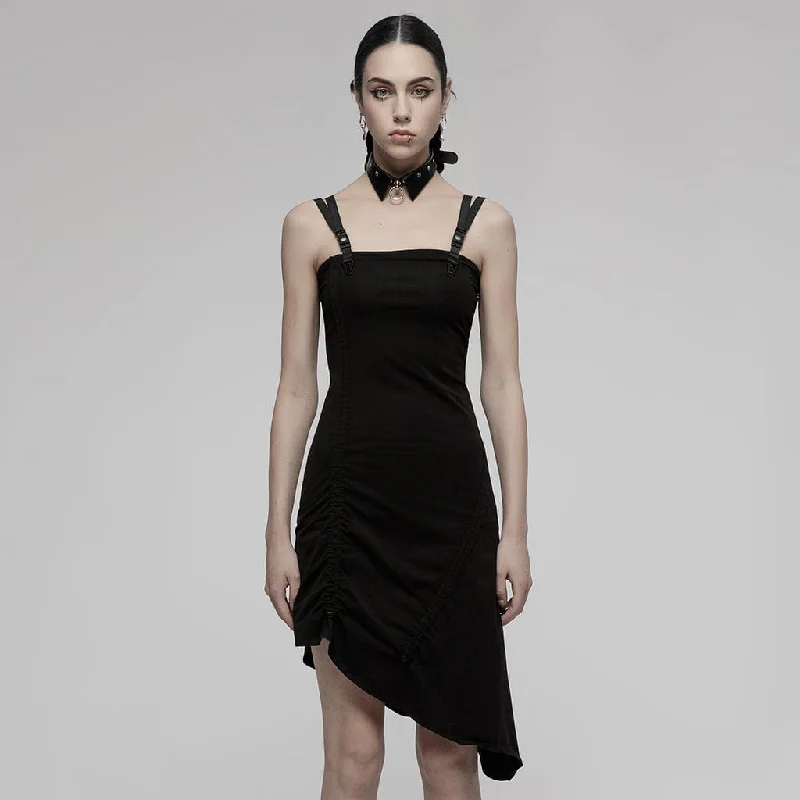 Women's Punk Side Slit Slip Dress with Choker