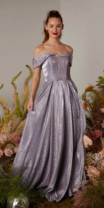 Eureka 9809 Long Off the Shoulder Gown with Slit