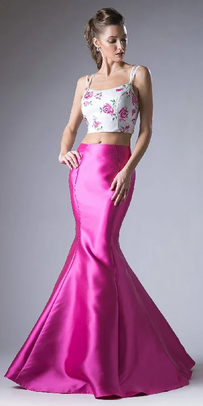 Cinderella Divine KC1737 Two-Piece Gown Embroidered Crop Top