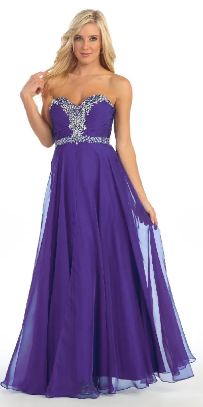 Celavie 3005L A-Line Gown Sweetheart Neck Rhinestone Empire Waist