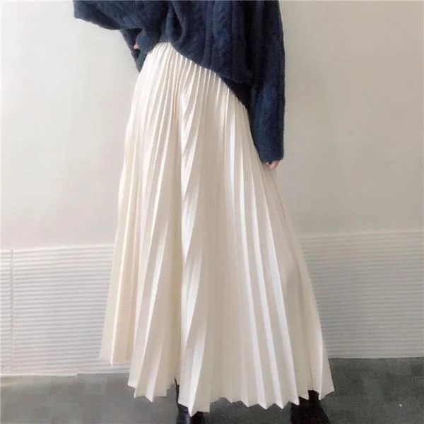 Plus Size Small Fresh Casual Style 2020 Winter Elegant Solid Color Loose Skirt