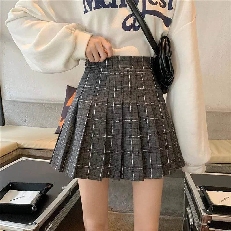 Women's High-waist Plaid Skirt