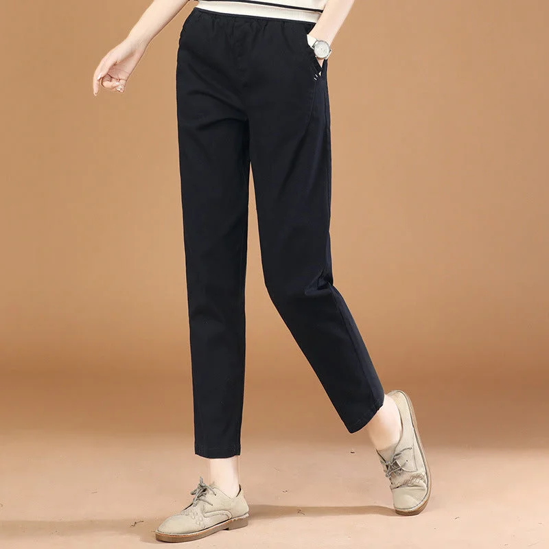 NiDELL: Women’s Vintage Black Long Pants for Autumn