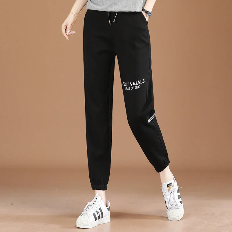 NiDELL Elastic Waist Casual Ankle-Tied Harem Pants Women's Spring . New All-Matching Track Pants Pt2755