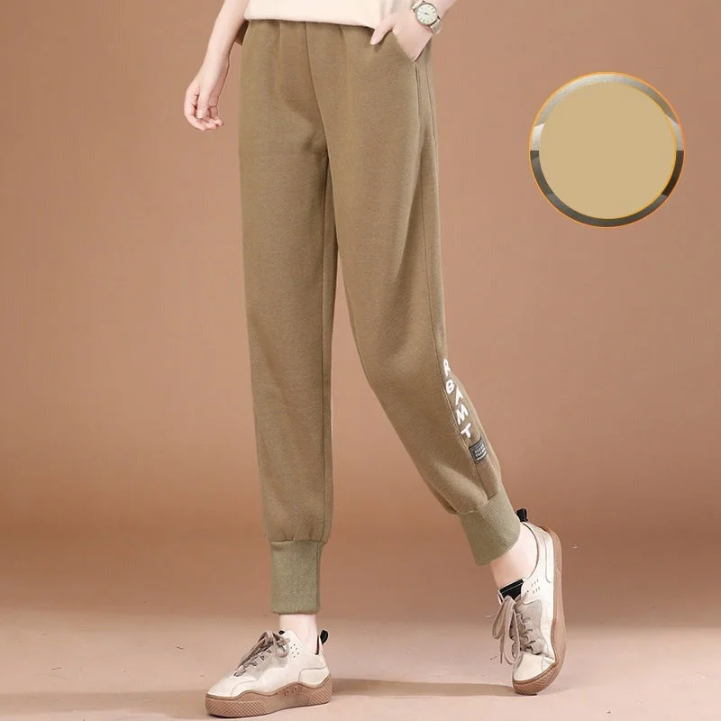 NiDELL Elastic Waist Casual Harem Pants Women . New Winter Clothes Loose Fleece-Lined Track Pants Women Casual Pants Pt1035