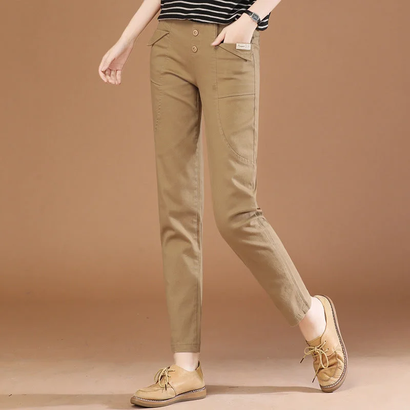 NiDELL Elastic Waist Casual Pants Women's Autumn . New Korean Style Solid Color Loose Slimming and All-Matching Harem Pants Pt6228