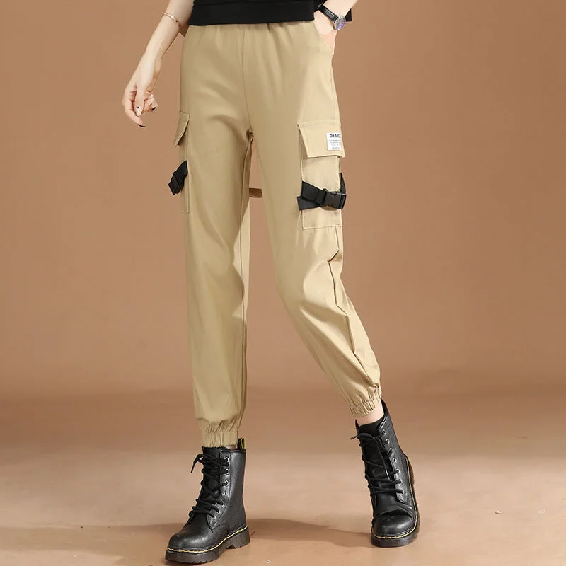 NiDELL Elastic Waist Casual Working Pants Women's Autumn . New Ankle-Tied Loose Slimming Harem Pants Trendy Pt7888