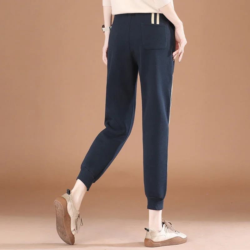 NiDELL Elastic Waist Embroidery Velvet Casual Sports Pants Female . New Winter Clothes Slimming Tappered Sweatpants Rear Pt9389