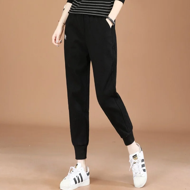 NiDELL Elastic Waist Letter Embroidery Velvet Casual Pants . Winter New Loose Leisure All-Matching Harem Pants Pt5488