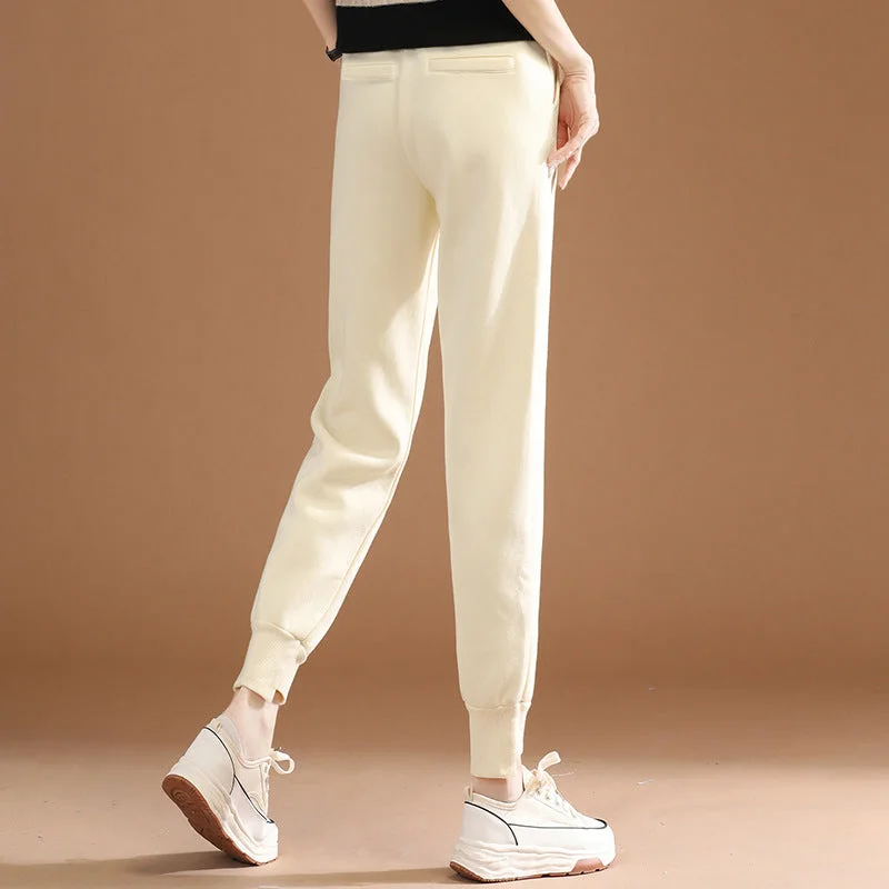 NiDELL Elastic Waist plus Velvet Thick Track Pants Women's Winter . New Slimming Casual Harem Sweatpants Thick Pt0592