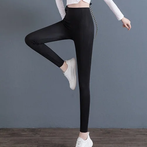 NiDELL High Waist Stretch Weight Loss Pants Women's Autumn . New Slim Fit Slim Fitted Waist Hip Lifting Simple Fashion Leggings