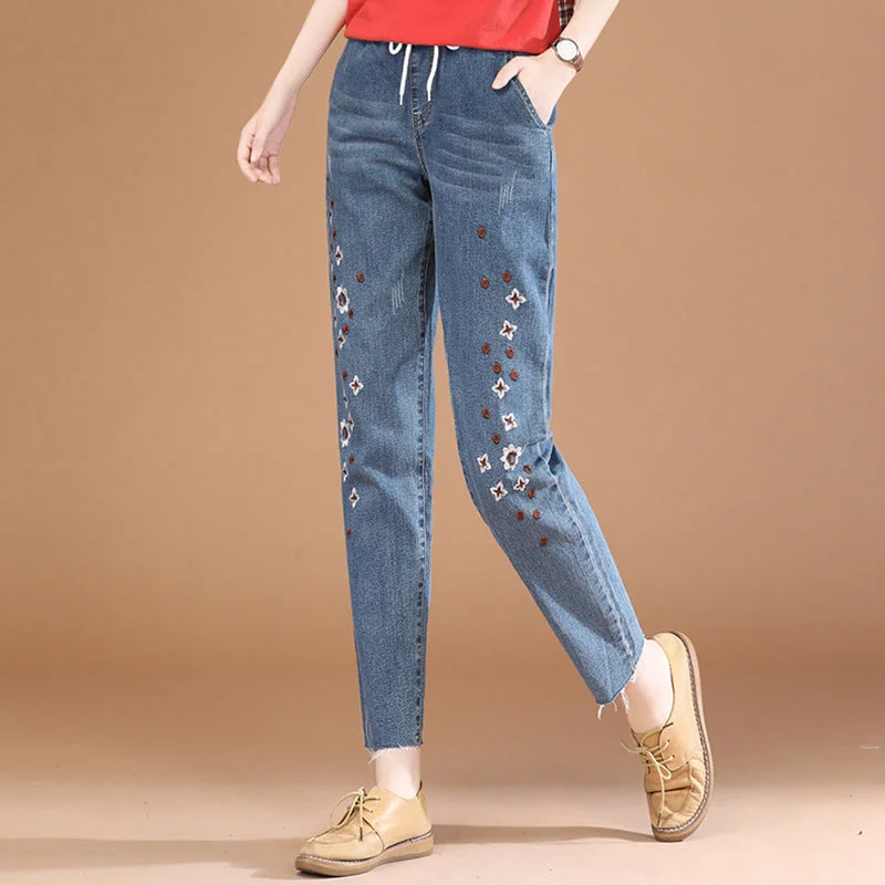 NiDELL: Women’s Vintage Loose Jeans Long Pants For Autumn