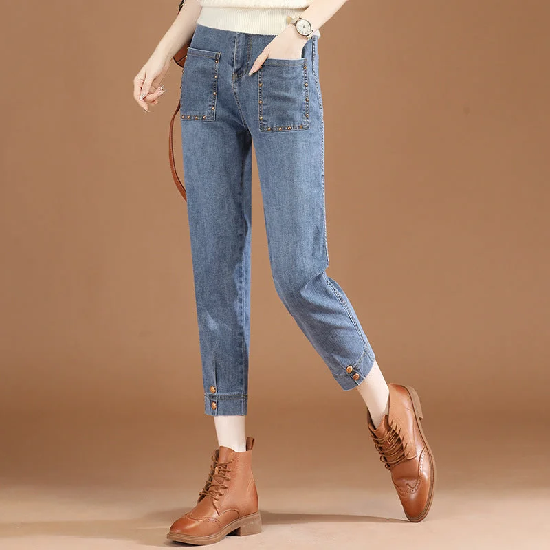 NiDELL Slimming Denim (Ankle-Length Pants) Women's Spring and Summer . New Korean Style Versatile Casual Harem Pants Thin Pt0649